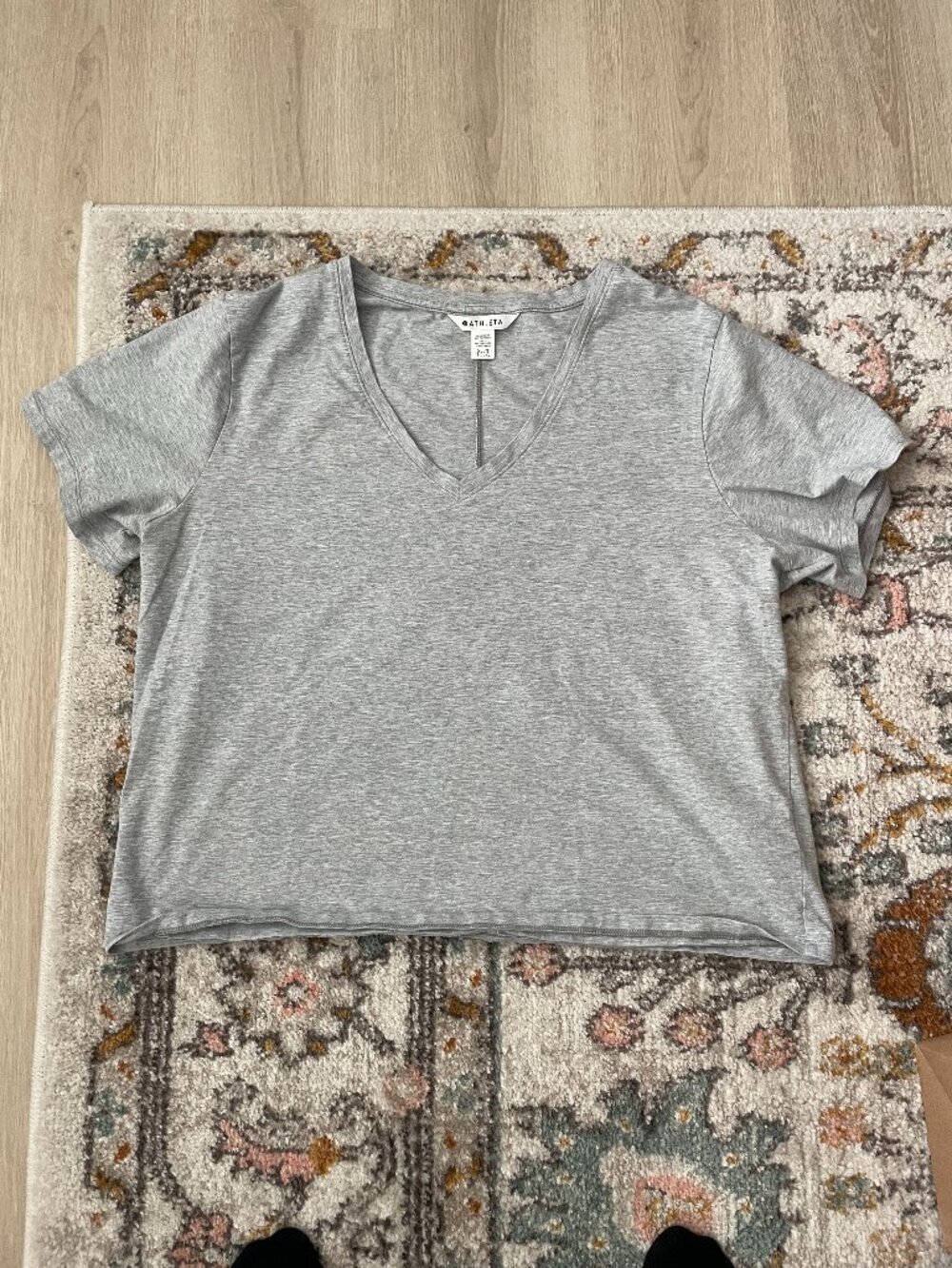 Athleta V-Neck Gray T Shirt - Picture 2 of 4